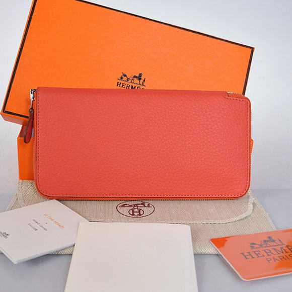 1:1 Quality Hermes Evelyn Long Wallet Zip Purse A808 Light Red Replica - Click Image to Close